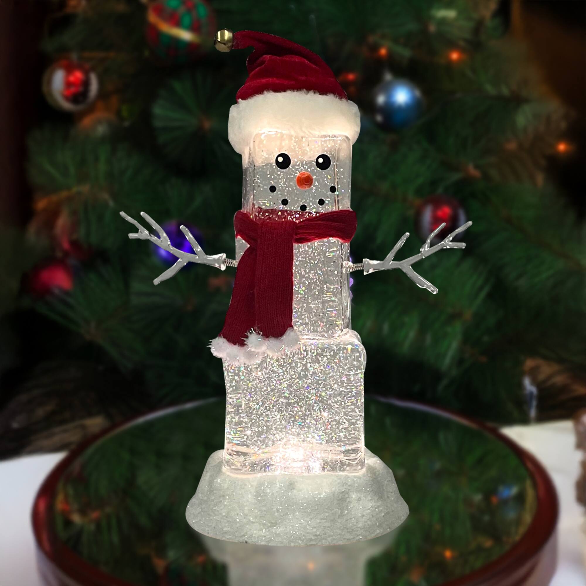 Moments in Time 11.3" Acrylic Ice Cube Snowman Décor